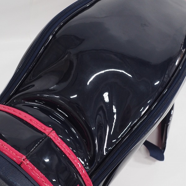 実際に弊社で買取させて頂いたle coq sportif/ルコックスポルティフ ゴルフ QQCMJJ00 9型 6分割 エナメル キャディバッグ ネイビーｘピンクの画像 7枚目