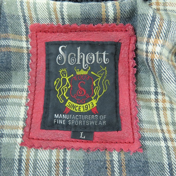 実際に弊社で買取させて頂いたSchott/ショット カスタムワッペン クラシックレーシング レザー シングル ライダースジャケット 3191045/Lの画像 3枚目