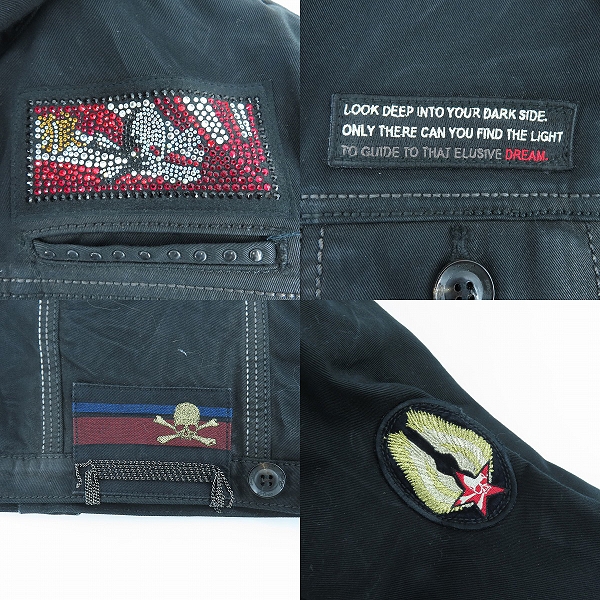 実際に弊社で買取させて頂いたRoen/ロエン スワロフスキー装飾 バックワッペン デニムジャケット ブラック/46の画像 4枚目
