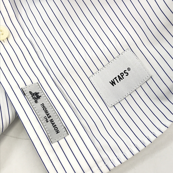実際に弊社で買取させて頂いたWTAPS × THOMAS MASON/ダブルタップス × トーマス メイソン 20SS ストライプ柄シャツ 201TQDT-SHM03/1の画像 5枚目