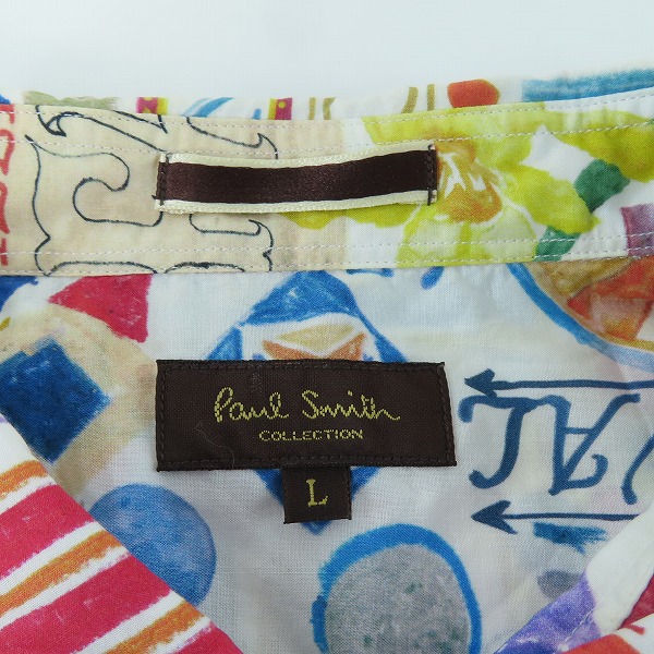 実際に弊社で買取させて頂いたPaul Smith/ポールスミス フェスティバル グラフィック プリント コットン 半袖 シャツ/Lの画像 2枚目