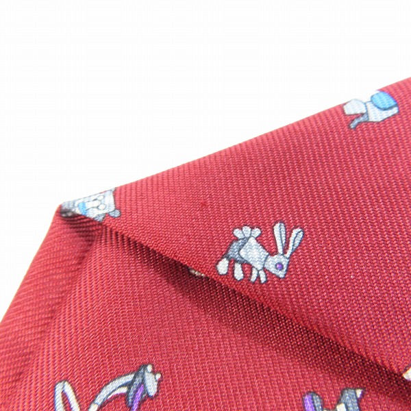 実際に弊社で買取させて頂いたLOUIS VUITTON/ルイヴィトン アニマル柄 ネクタイ/レッド系の画像 6枚目