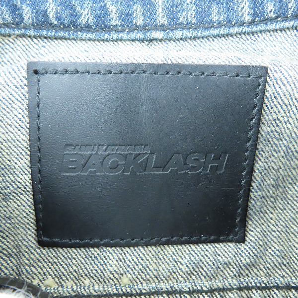 実際に弊社で買取させて頂いた【未使用】BACKLASH/バックラッシュ カーフレザー スリーブ 切替 デニムジャケット 1566-03/Lの画像 2枚目