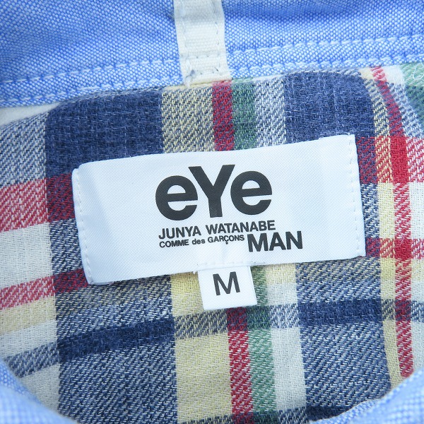 実際に弊社で買取させて頂いたeYe JUNYA WATANABE MAN/アイジュンヤ ワタナベマン ロゴ刺繍 パッチワーク オックスフォード ボタンダウン シャツ WB-B902/Mの画像 2枚目
