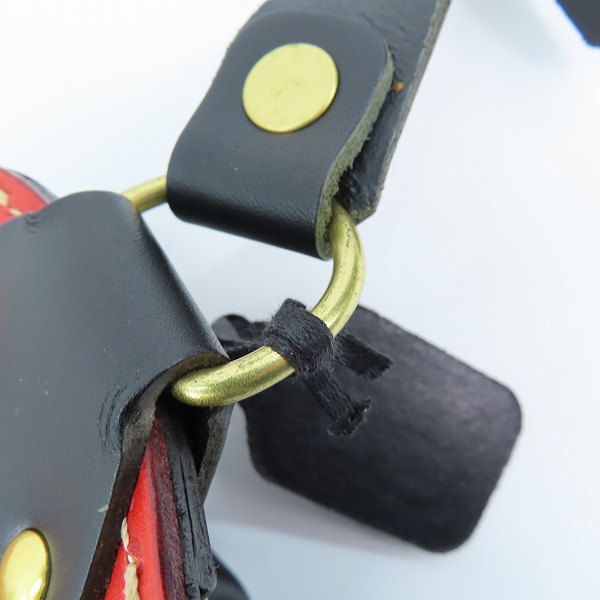 実際に弊社で買取させて頂いたHERZ/ヘルツ 50周年/50th記念 レザー ウエストバッグ ブラック×レッドの画像 7枚目