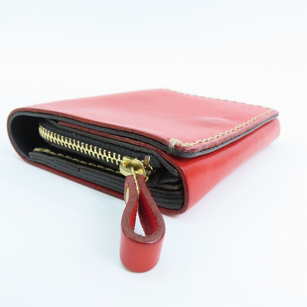 実際に弊社で買取させて頂いたHERZ/ヘルツ レザー 二つ折り財布 レッドの画像 2枚目