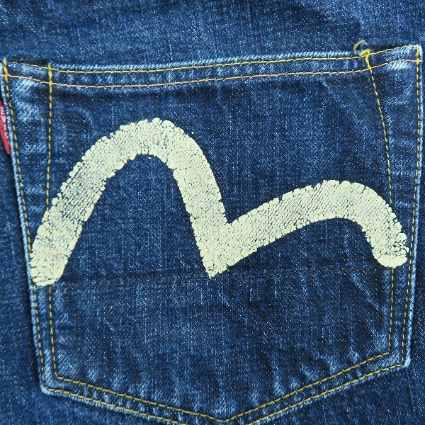 実際に弊社で買取させて頂いたEVISU/エヴィス ホワイト カモメプリント デニムパンツ /32×35の画像 7枚目