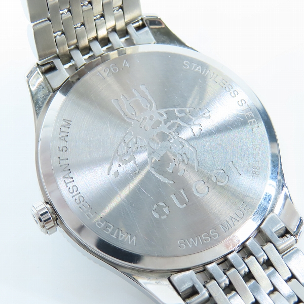 実際に弊社で買取させて頂いたGUCCI/グッチ Quartz Bee Metal Watch Silver Gタイムレス クォーツ 腕時計 YA1264154の画像 4枚目