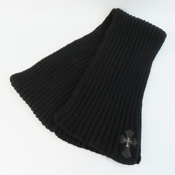 実際に弊社で買取させて頂いたCHROME HEARTS/クロムハーツ マフラー/ストール カシミヤ 羊皮 ブラック