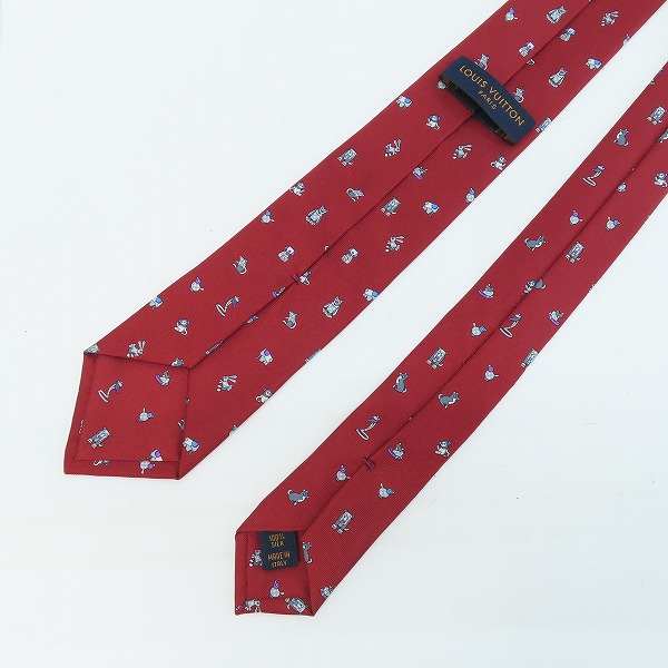 実際に弊社で買取させて頂いたLOUIS VUITTON/ルイヴィトン アニマル柄 ネクタイ/レッド系の画像 2枚目
