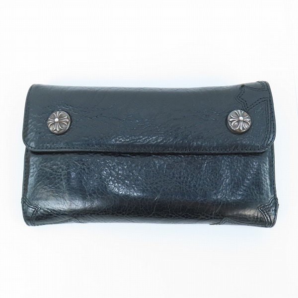 実際に弊社で買取させて頂いた【カスタム】CHROME HEARTS/クロムハーツ WAVE/ウェーブウォレット 長財布/クロスボタン 3クロスパッチ