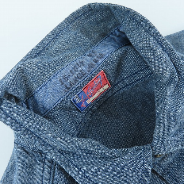 実際に弊社で買取させて頂いたSUGAR CANE×Mister Freedom/シュガーケン×ミスターフリーダム シャンブレー 長袖シャツ /Lの画像 4枚目