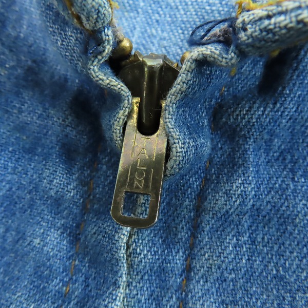 実際に弊社で買取させて頂いたLee/リー タロンジップ ヴィンテージ デニムジャケットの画像 4枚目