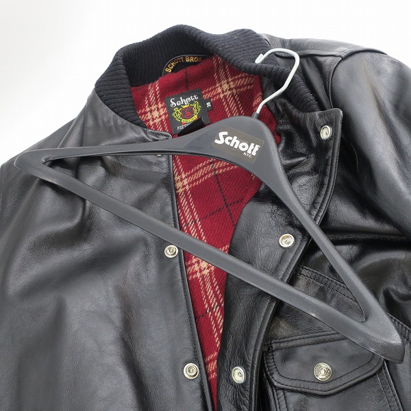 実際に弊社で買取させて頂いたSCHOTT/ショット D-ポケットヴァーシティレザージャケット 667US/38の画像 9枚目