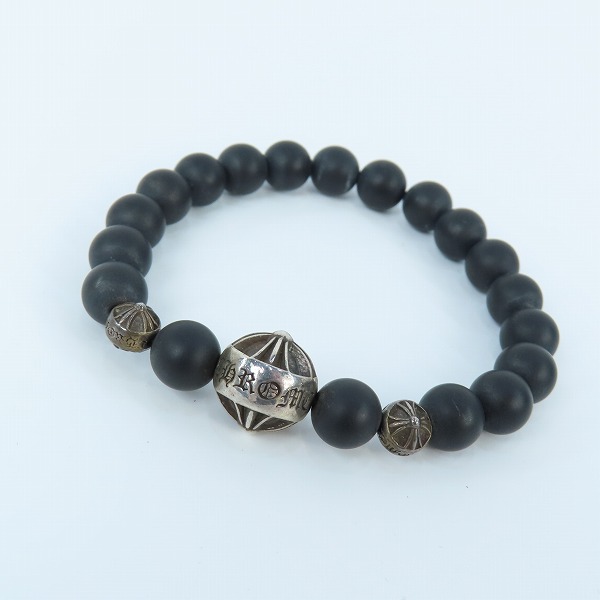 実際に弊社で買取させて頂いたCHROME HEARTS/クロムハーツ BEAD ONYX 71 BNDD PLS/8mm ビーズブレスレットｗ/マットオニキス
