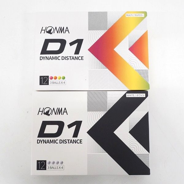 実際に弊社で買取させて頂いた【未使用】HONMA/ホンマ D1 DYNAMIC DISTANCE ゴルフボール ホワイト・マルチカラー  計2ダースの画像 3枚目