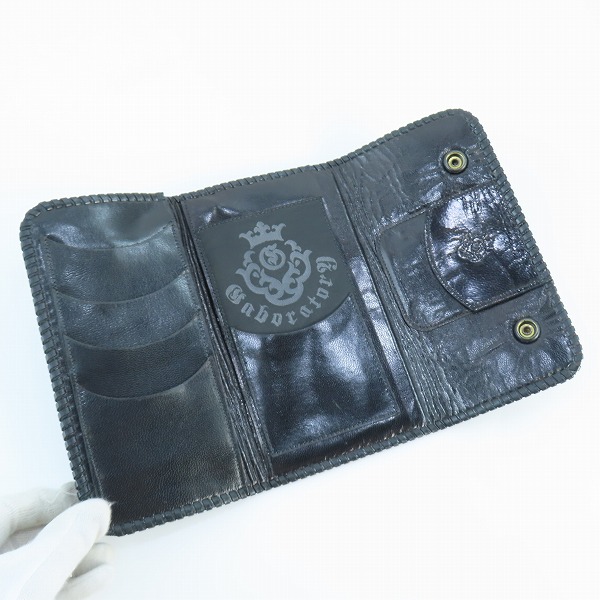 実際に弊社で買取させて頂いた【ギャラ付】Gabor/ガボール G＆クラウン スティングレイ クロスインレイ レザーウォレット クラウンＧボタンン Tバー付の画像 3枚目