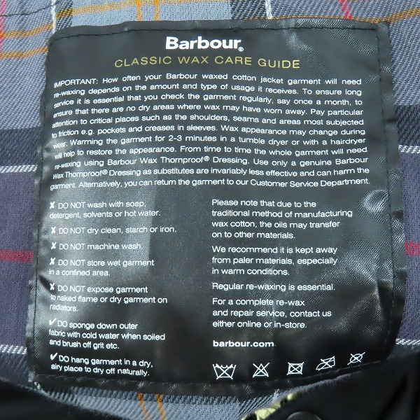 実際に弊社で買取させて頂いたBarbour/バブアー CLASSIC BEDALE WAX JACKET 222MWX0018/44の画像 3枚目