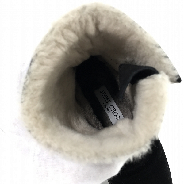 実際に弊社で買取させて頂いたJimmy Choo/ジミーチュウ ロゴプレート スウェードレザーブーツ 34の画像 4枚目