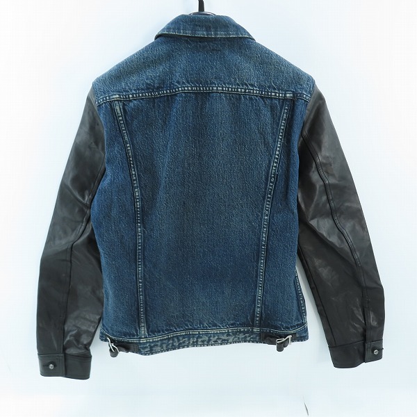 実際に弊社で買取させて頂いた【未使用】BACKLASH/バックラッシュ カーフレザー スリーブ 切替 デニムジャケット 1566-03/Lの画像 1枚目