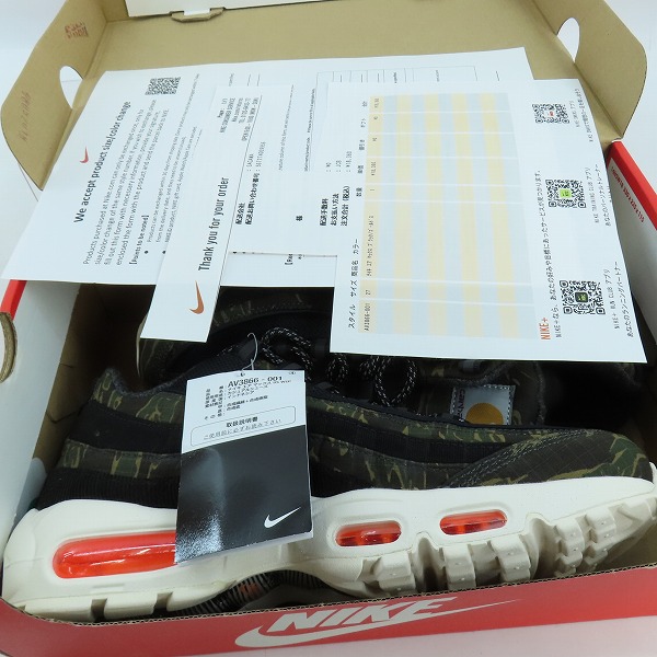 実際に弊社で買取させて頂いた【未使用】NIKE×Carharte WIP/ナイキ×カーハート AIR MAX 95/エアマックス95 AV3866-001/27.0の画像 8枚目
