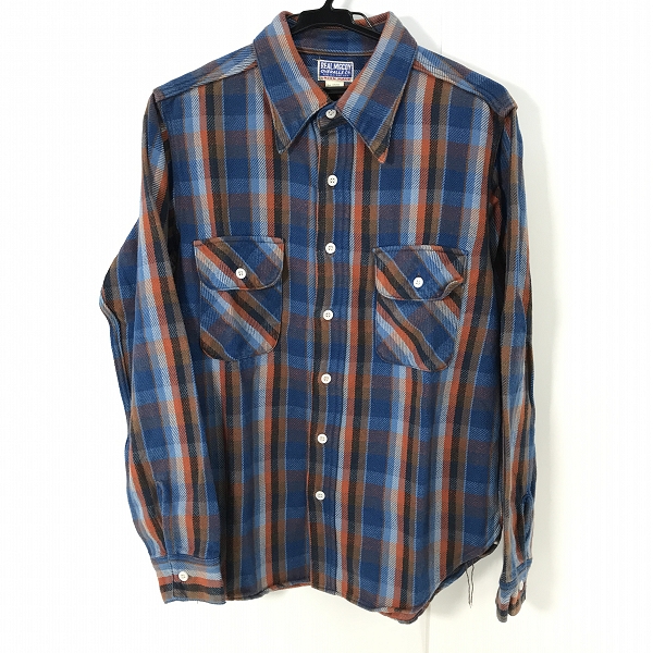 実際に弊社で買取させて頂いたTHE REAL McCOY'S/ザ・リアルマッコイズ 966H 長袖 ヘビーウェイト コットンネルシャツ ブルー系/15