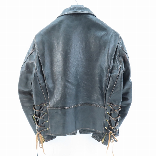 実際に弊社で買取させて頂いたThe Flat Head/フラットヘッド 馬革/ホースハイド シングルライダースジャケット 40の画像 1枚目