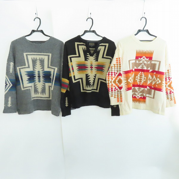 実際に弊社で買取させて頂いたPendleton /ペンドルトン ウール ニット セーター グレー/ネイビー/アイボリー系 3点セット