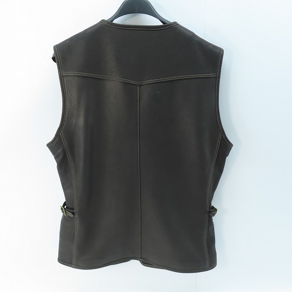 実際に弊社で買取させて頂いたTHE FLAT HEAD/フラットヘッド ディアスキン レザーベスト FN-LV-DV001/44の画像 1枚目
