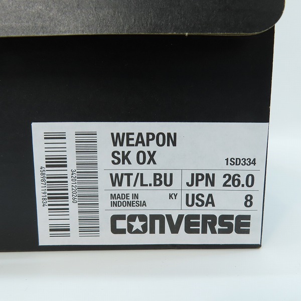 実際に弊社で買取させて頂いた【未使用】CONVERSE/コンバース WEAPON SK OX スニーカー 1SD334/26.0の画像 9枚目