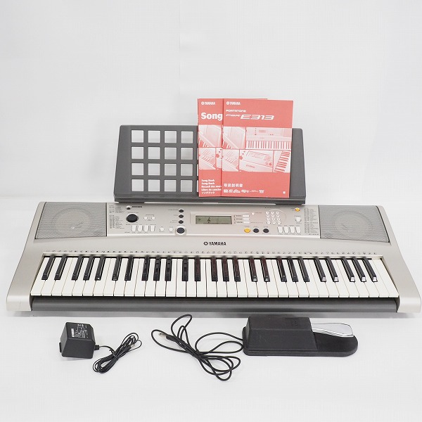 実際に弊社で買取させて頂いた★YAMAHA/ヤマハ PSR-E313 PORTATONE 電子キーボード ポータトーン 61鍵 ペダル・ACアダプター付き【簡易動作確認済】