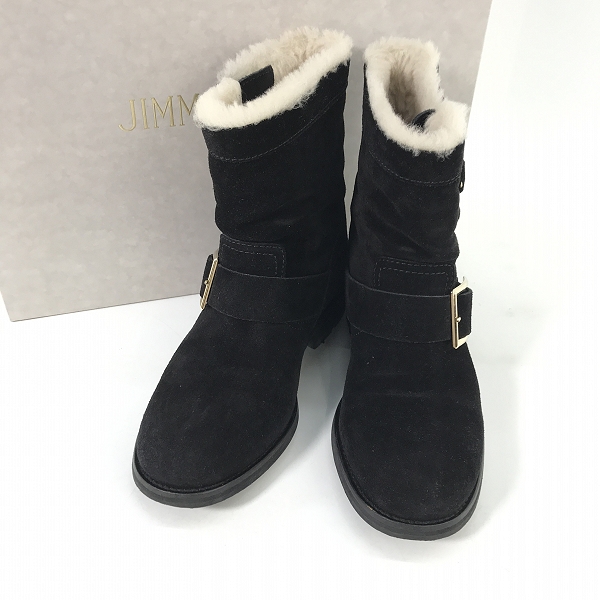 実際に弊社で買取させて頂いたJimmy Choo/ジミーチュウ ロゴプレート スウェードレザーブーツ 34