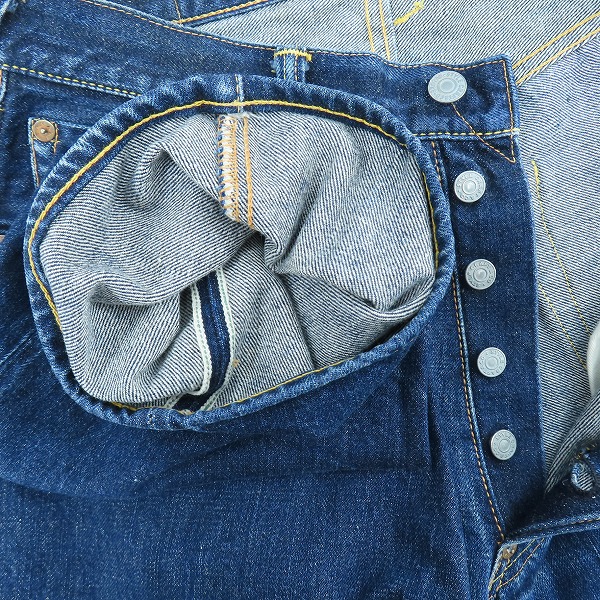 実際に弊社で買取させて頂いたEVISU/エヴィス No.0 Lot.2001 道楽 ペイント加工 デニムパンツ 32×35の画像 4枚目