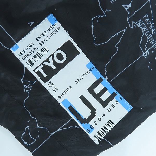 実際に弊社で買取させて頂いたuniform experiment/ユニフォームエクスペリメント 20SS WORLD MAP HOODED/ワールドマップマウンテンパーカー UE-200000/4の画像 6枚目
