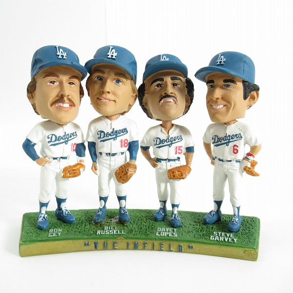実際に弊社で買取させて頂いたドジャースタジアム 50周年 THE INFIELD ロン・セイ/ラッセル/ロープス/ガービー  ボブルヘッドフィギュア/首振り人形の画像 1枚目