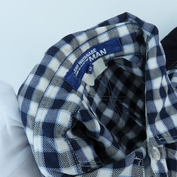 実際に弊社で買取させて頂いたJUNYA WATANABE MAN/ジュンヤワタナベマン AD2014 ヨーク切替 チェック柄半袖シャツ WO-B037/Mの画像 4枚目