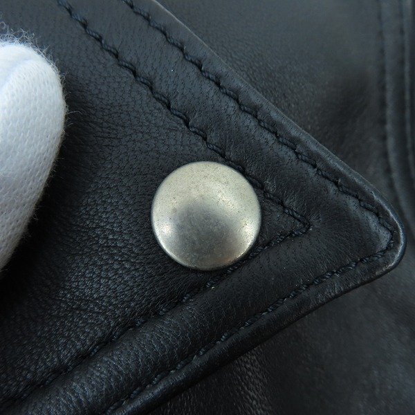 実際に弊社で買取させて頂いたDENIM×TOMORROWLAND/デニム×トゥモローランド カウレザー ダブルライダースジャケット 46の画像 5枚目