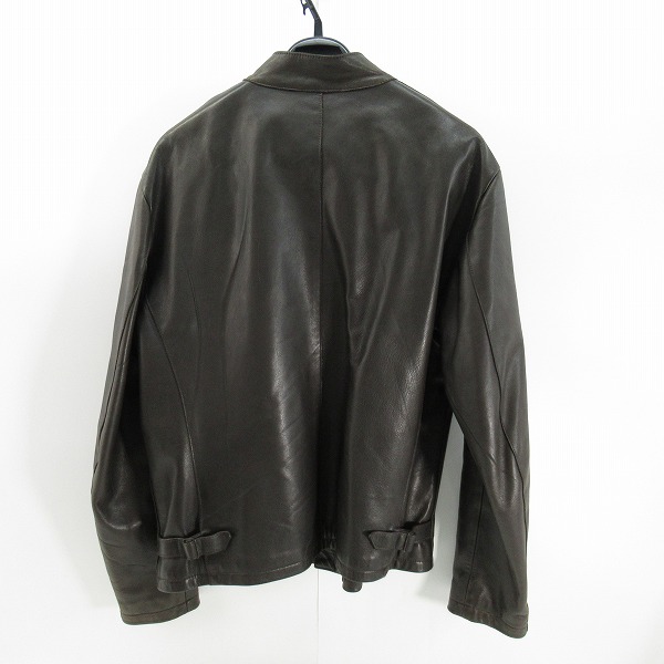 実際に弊社で買取させて頂いたETRO/エトロ 裏地千鳥柄 ホースレザー シングルライダースジャケット XXLの画像 1枚目