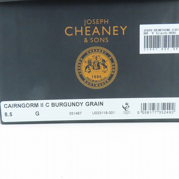 実際に弊社で買取させて頂いたJOSEPH CHEANEY＆SONS/ジョセフチーニー CAIRNGORM II C/ケンゴン2 オックスフォード キャップトゥ レザーシューズ U033118/8.5の画像 9枚目