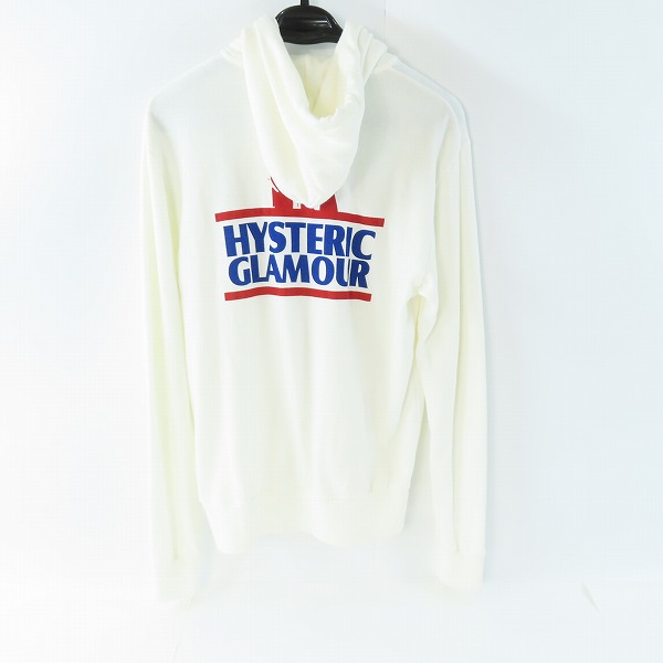 実際に弊社で買取させて頂いたHYSTERIC GLAMOUR/ヒステリックグラマー 背面 ロゴプリント ジップアップ パーカー 0223CF03/Mの画像 1枚目