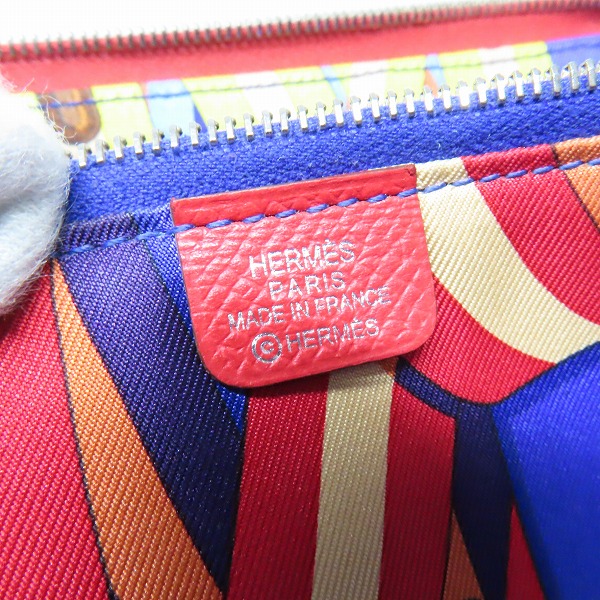 実際に弊社で買取させて頂いたHERMES/エルメス アザップロングシルクイン ヴォーエプソン ラウンドファスナー 長財布/ウォレット レッドの画像 5枚目