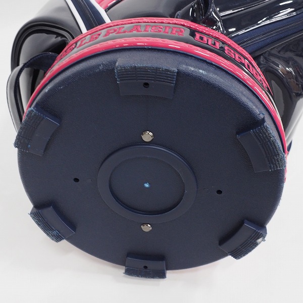 実際に弊社で買取させて頂いたle coq sportif/ルコックスポルティフ ゴルフ QQCMJJ00 9型 6分割 エナメル キャディバッグ ネイビーｘピンクの画像 8枚目