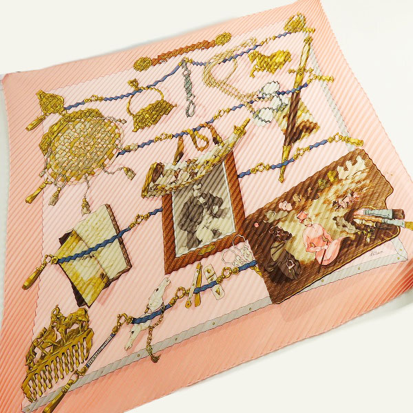 実際に弊社で買取させて頂いたHERMES/エルメス プリーツカレ Memoire d'Hermes エルメスの思い出 シルク スカーフの画像 3枚目