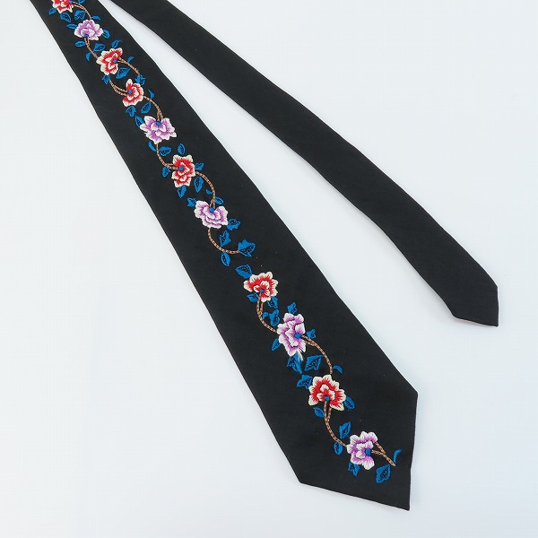 実際に弊社で買取させて頂いたYOHJI YAMAMOTO POUR HOMME/ヨウジヤマモト フラワー刺繍 レーヨン ネクタイの画像 3枚目