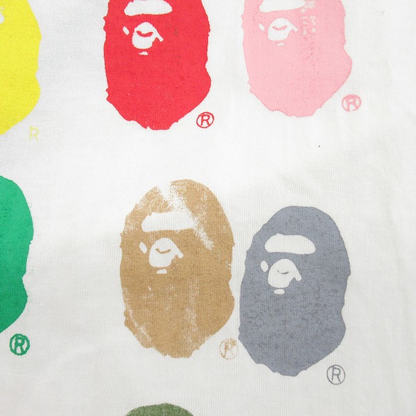 実際に弊社で買取させて頂いたA BATHING APE/ア ベイシングエイプ マルチカラー/サル顔プリント 半袖Tシャツ XLの画像 5枚目