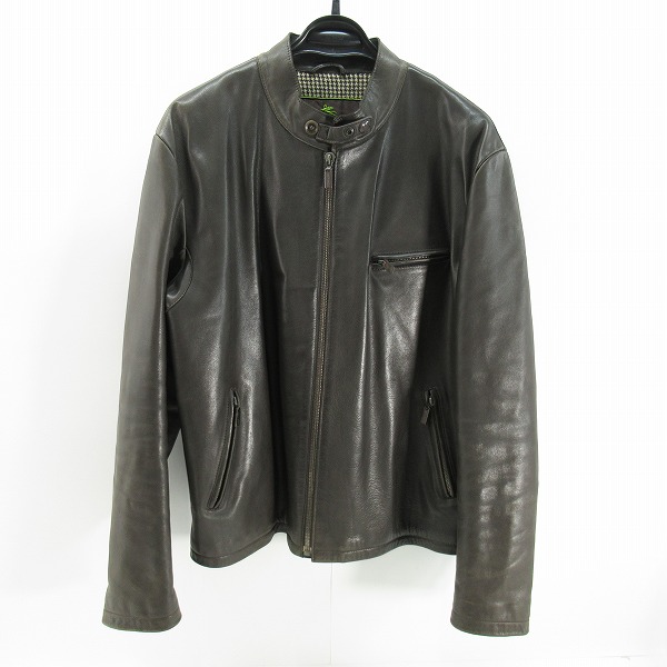 実際に弊社で買取させて頂いたETRO/エトロ 裏地千鳥柄 ホースレザー シングルライダースジャケット XXL