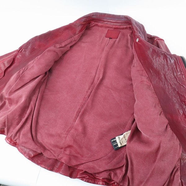 実際に弊社で買取させて頂いたBACKLASH/バックラッシュ ジャパンホースレザー製品染めダブルライダース 1606-03/3の画像 9枚目