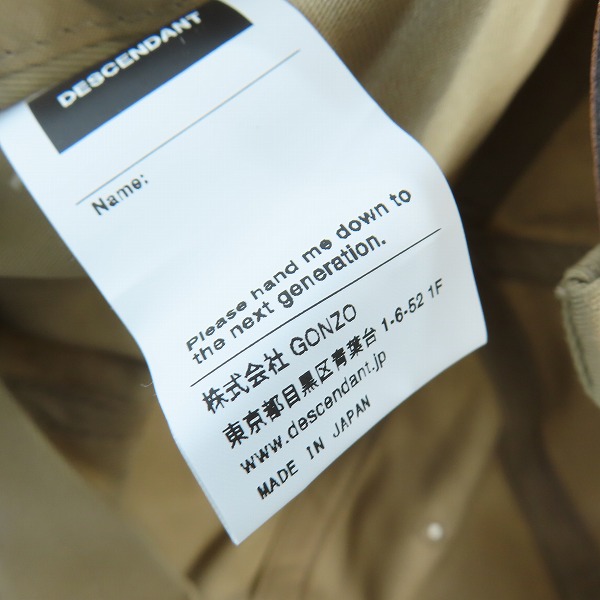 実際に弊社で買取させて頂いたDESCENDANT/ディセンダント 20AW CACHALOT MIAMI CAP BEIGE/F クジラロゴ刺繍キャップ/Fの画像 6枚目