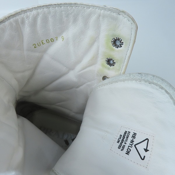実際に弊社で買取させて頂いたPRADA/プラダ モノリス ポーチ付きレザーコンバットブーツ 2UE007/9の画像 5枚目