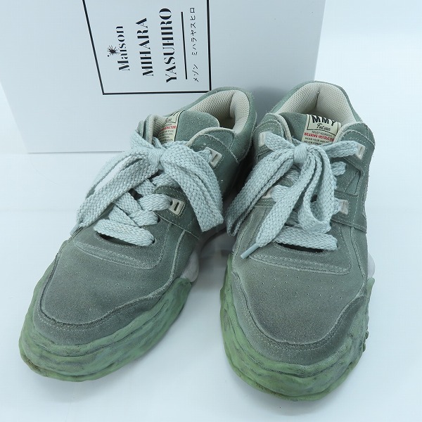 実際に弊社で買取させて頂いたMaison MIHARA YASUHIRO/ミハラヤスヒロ PARKER brushed suede/ダメージ加工 OG ソール スニーカー ライトブルー A09FW709/43